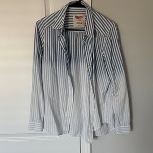 Mossimo Supply Co. Blue and White Striped Button-Down Shirt